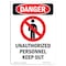 Signmission Safety Sign, OSHA Danger, 5" Height, Unauthorized Personnel, Portrait OS-DS-D-35-V-1596 - alternate 1